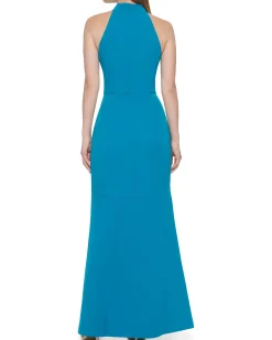 Ruffled Mock-Neck Gown
