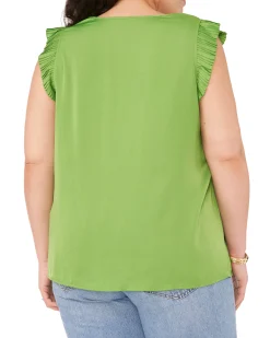 V-Neck Pleated Sleeve Blouse