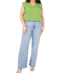 V-Neck Pleated Sleeve Blouse